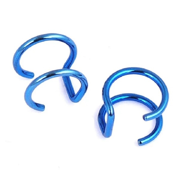 Pair of Double Ear Cuff Clip Earnings Silver Color - Picture 3 of 7